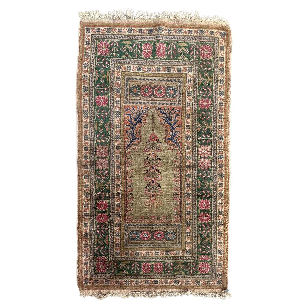 Bobyrug’s Beautiful vintage Turkish Kayseri silk rug