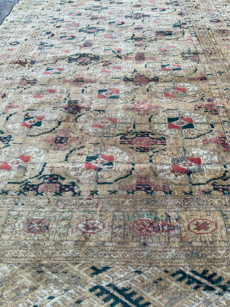Bobyrug’s distressed antique Bokhara rug  For Sale 2