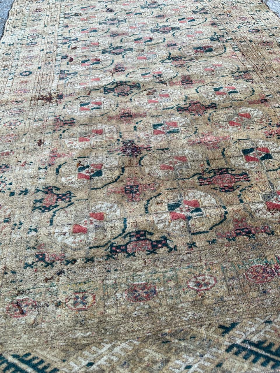 Bobyrug’s distressed antique Bokhara rug  For Sale 3