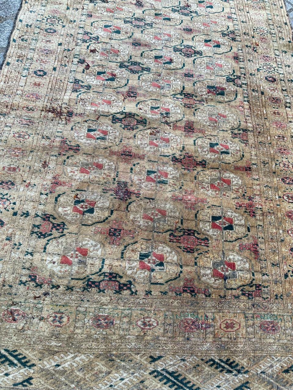 Bobyrug’s distressed antique Bokhara rug  For Sale 4