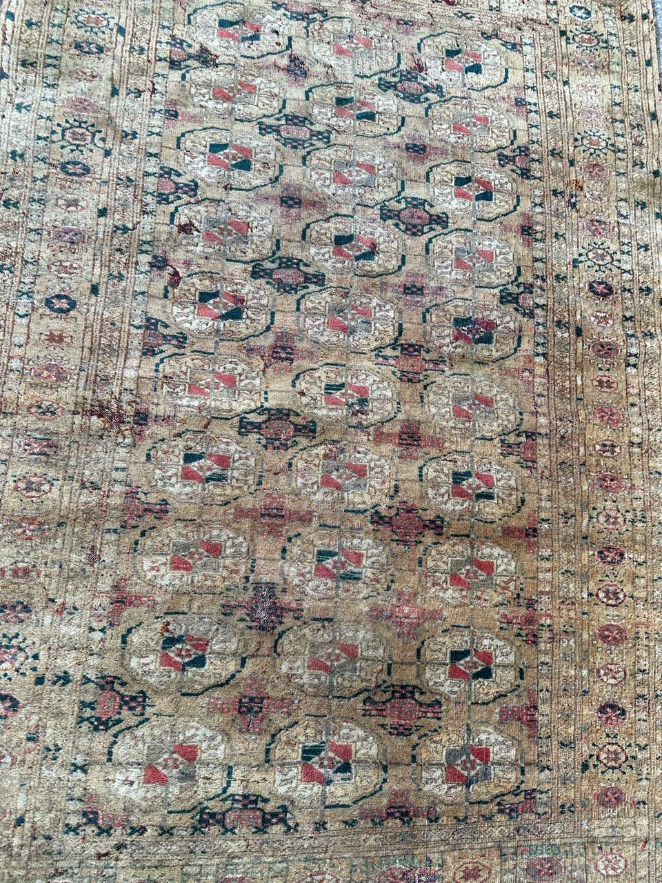 Bobyrug’s distressed antique Bokhara rug  For Sale 10