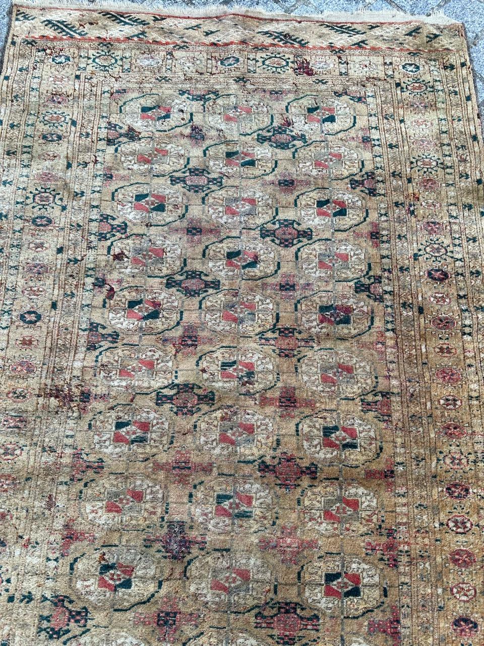 Bobyrug’s distressed antique Bokhara rug  For Sale 11