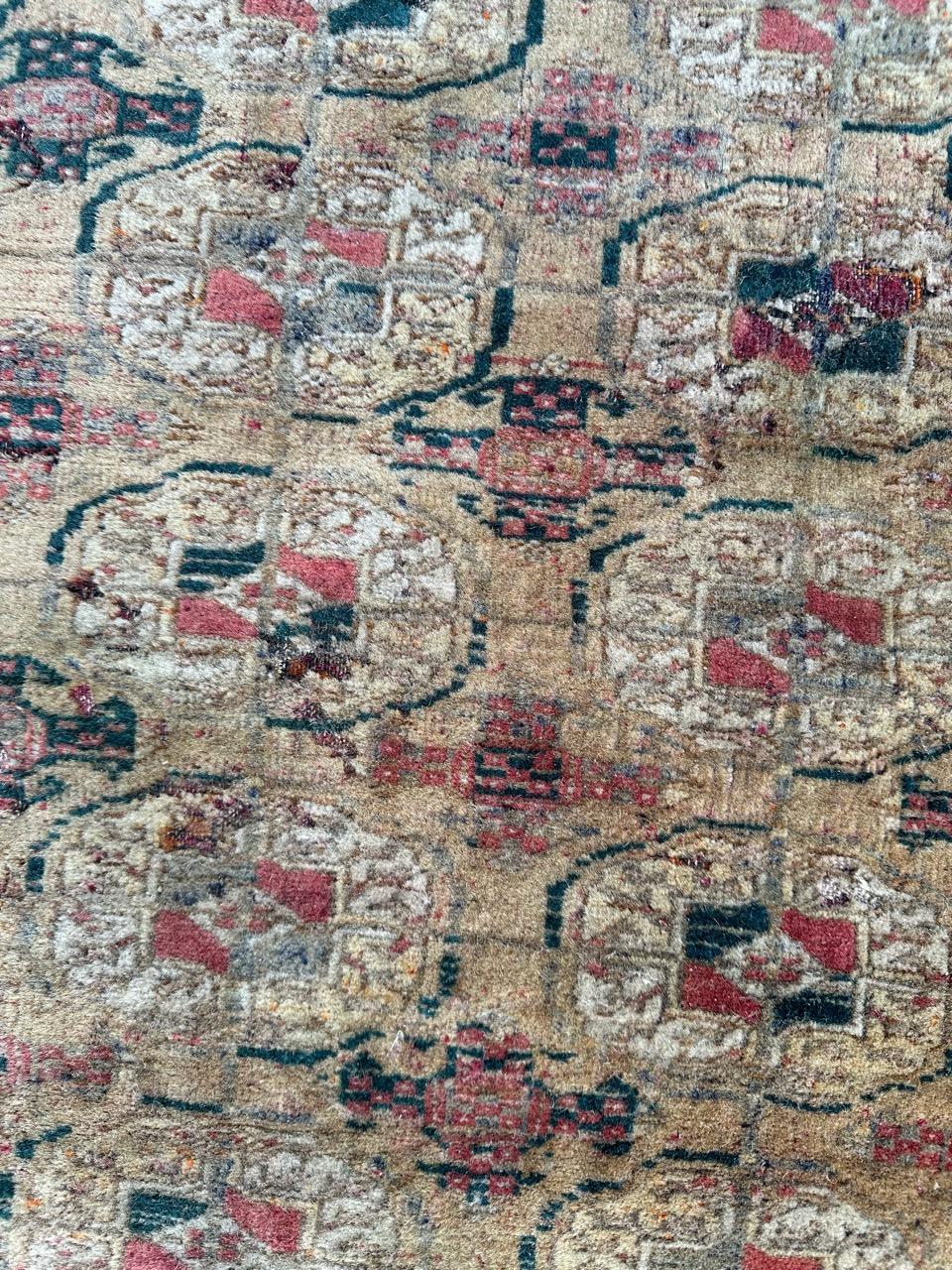 Hand-Knotted Bobyrug’s distressed antique Bokhara rug  For Sale