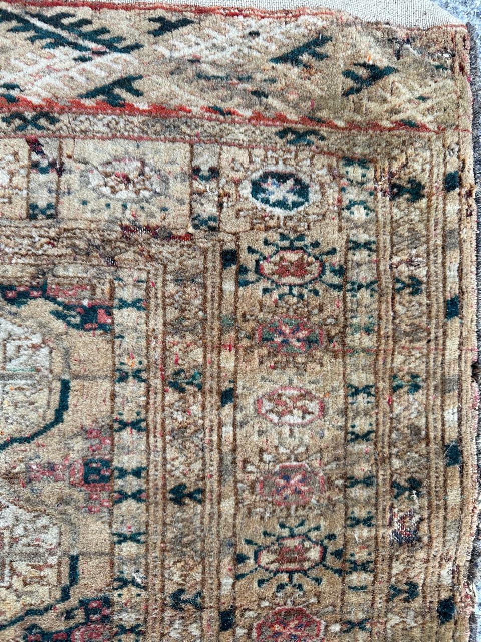 Wool Bobyrug’s distressed antique Bokhara rug  For Sale