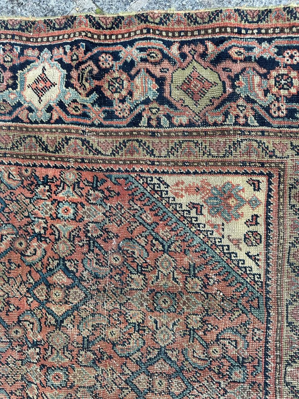 19th Century Bobyrug’s distressed antique Farahan rug For Sale