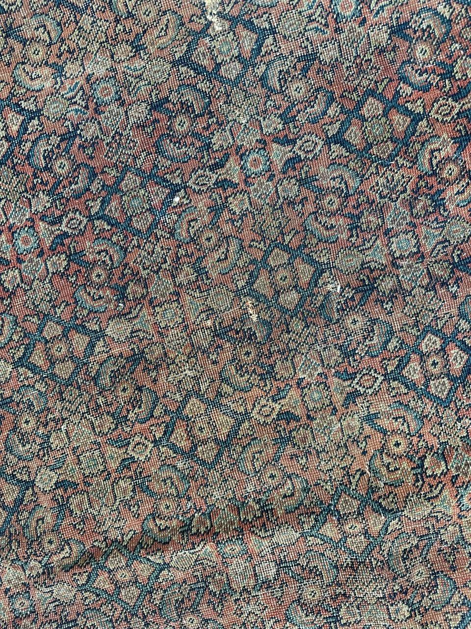 Wool Bobyrug’s distressed antique Farahan rug For Sale