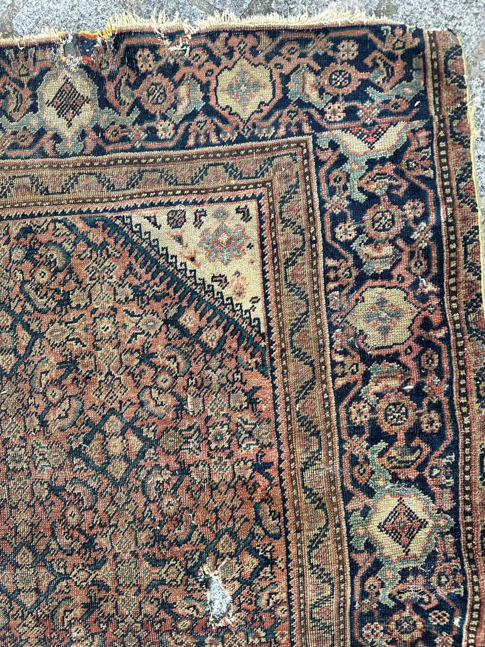 Bobyrug’s distressed antique Farahan rug For Sale 1