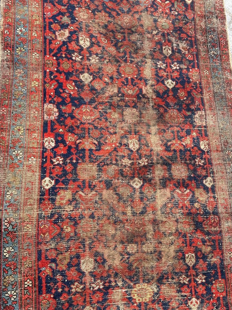 19th Century Bobyrug’s distressed antique malayer runner  For Sale