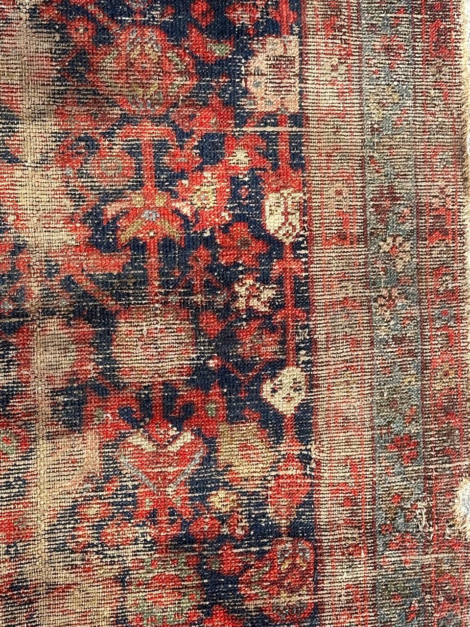 Wool Bobyrug’s distressed antique malayer runner  For Sale