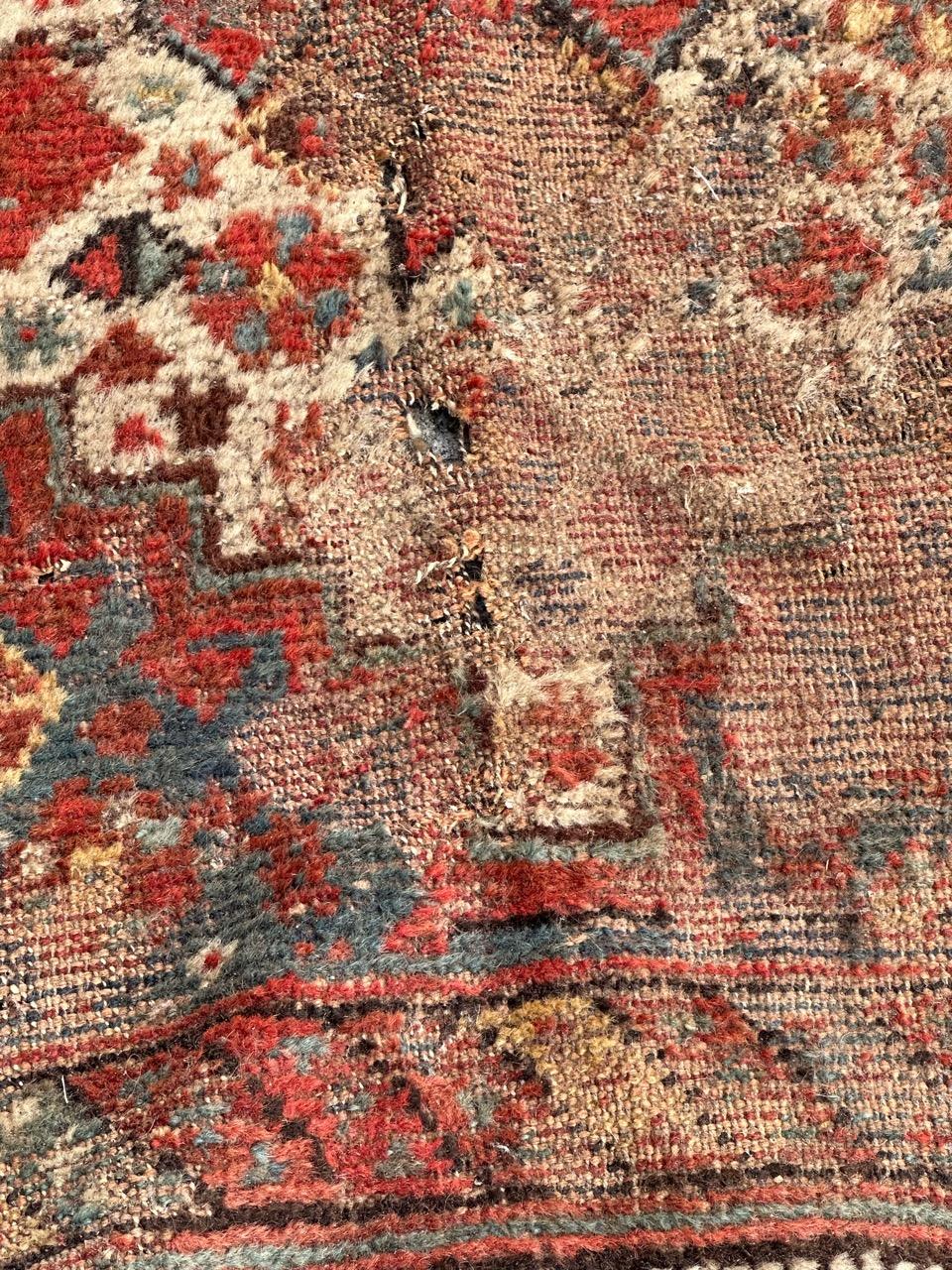 19th Century Bobyrug’s distressed antique Shiraz rug For Sale