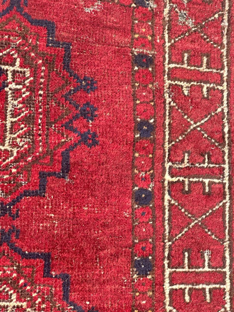 Bobyrug’s Distressed antique Turkmen rug  For Sale 4