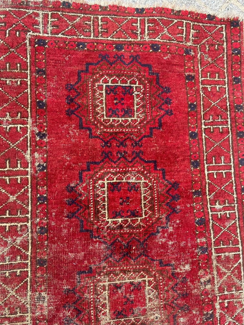 Afghan Distressed antique Turkmen rug For Sale