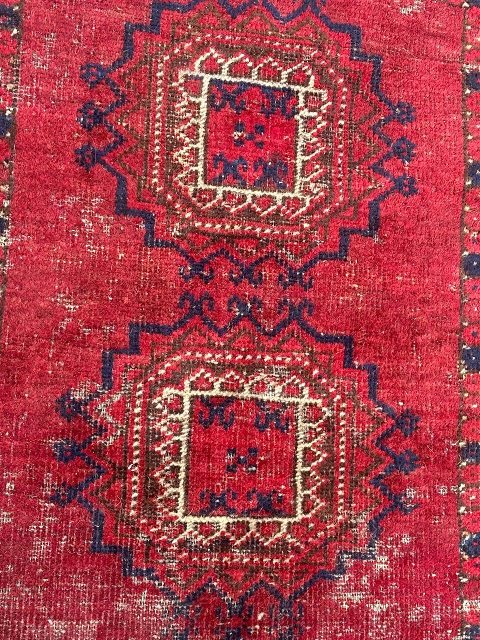 Wool Bobyrug’s Distressed antique Turkmen rug  For Sale