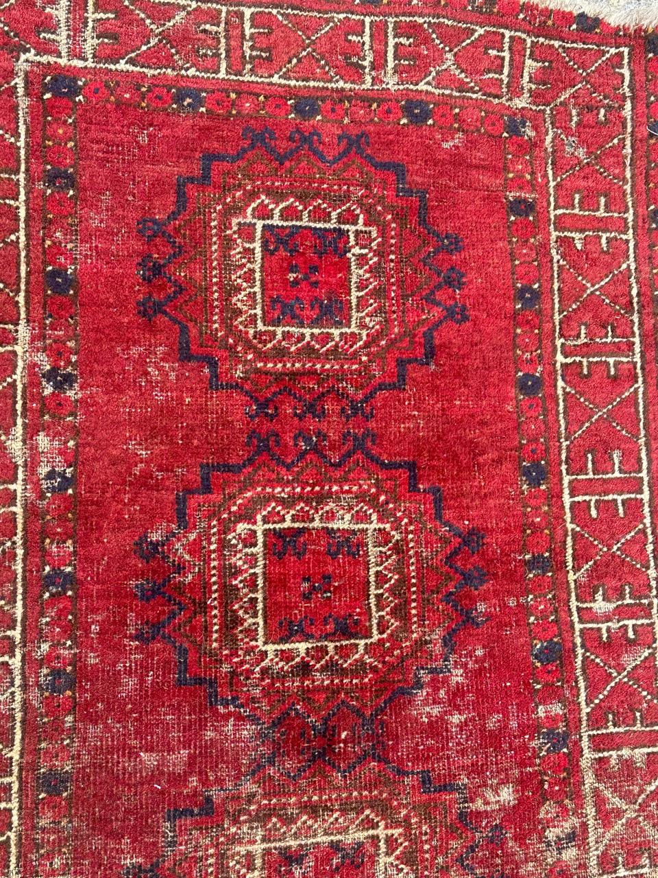 Bobyrug’s Distressed antique Turkmen rug  For Sale 1