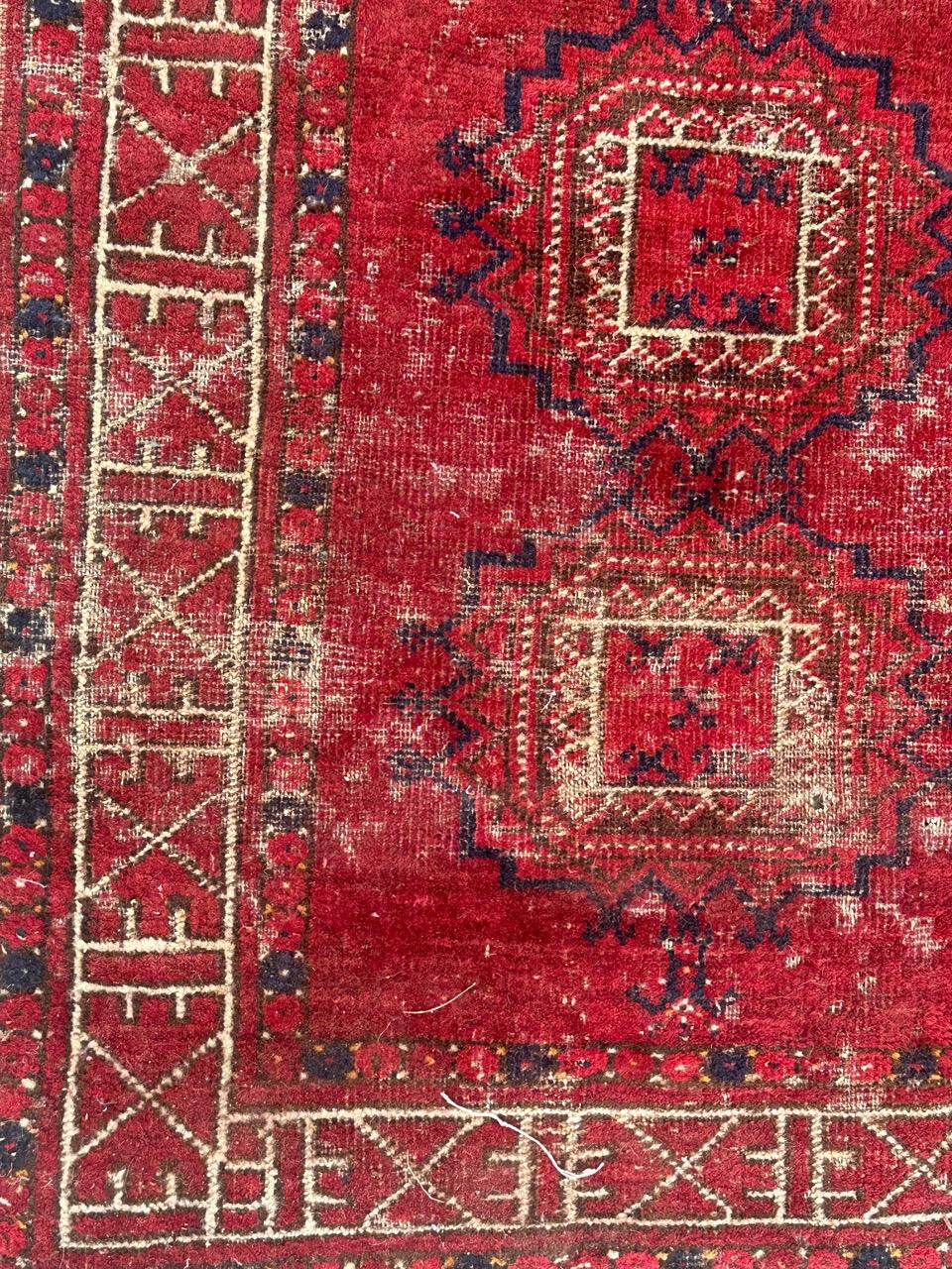 Distressed antique Turkmen rug  For Sale 2