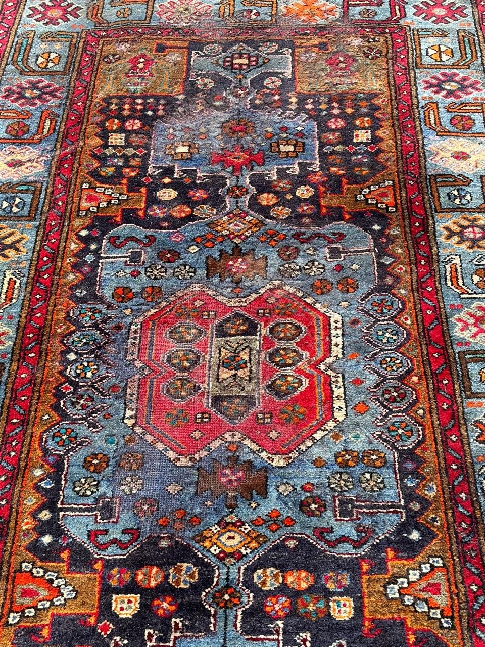 Bobyrug’s distressed mid century Hamadan rug For Sale 2