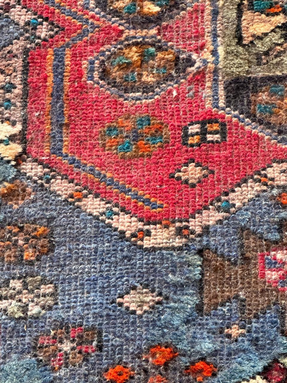 Bobyrug’s distressed mid century Hamadan rug For Sale 5