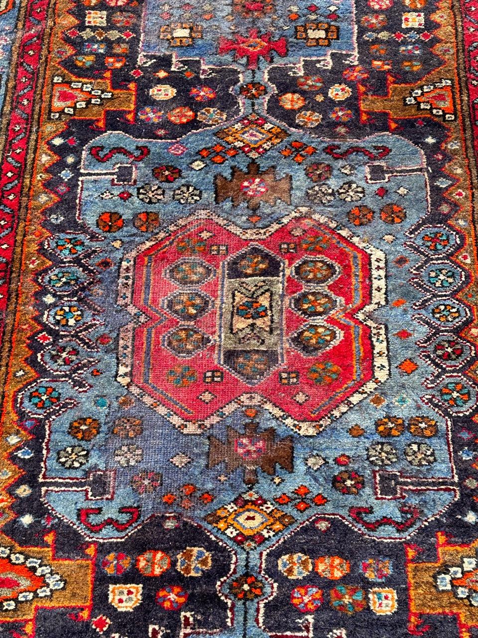 Bobyrug’s distressed mid century Hamadan rug For Sale 7