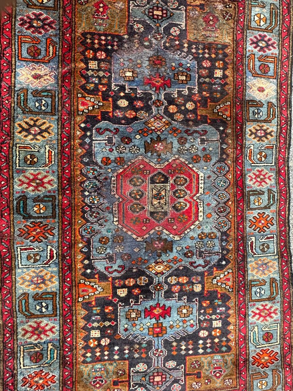 Bobyrug’s distressed mid century Hamadan rug For Sale 8