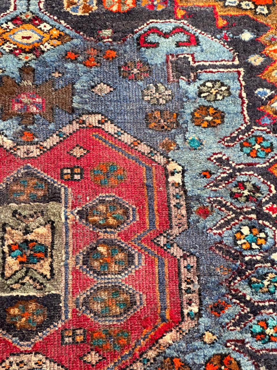 Hand-Knotted Bobyrug’s distressed mid century Hamadan rug For Sale
