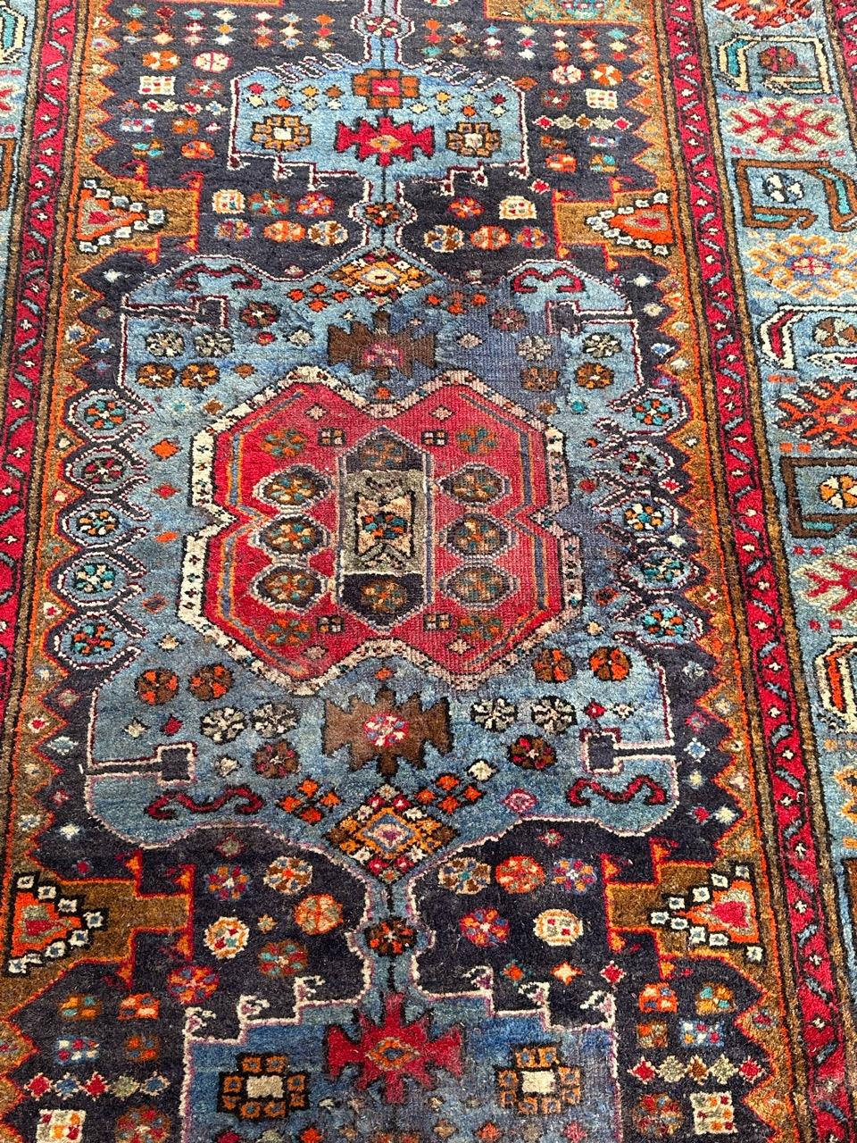 Bobyrug’s distressed mid century Hamadan rug In Distressed Condition For Sale In Saint Ouen, FR