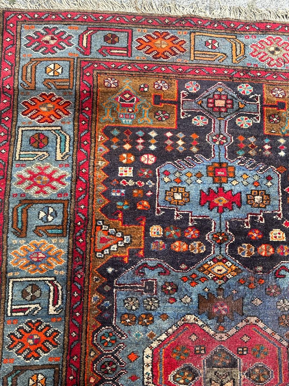 20th Century Bobyrug’s distressed mid century Hamadan rug For Sale