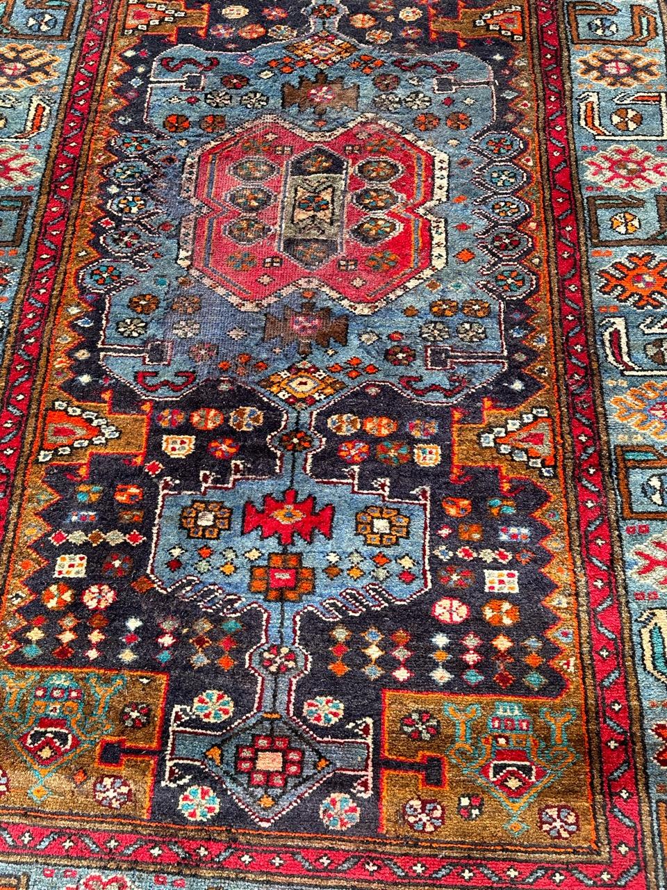 Bobyrug’s distressed mid century Hamadan rug For Sale 1