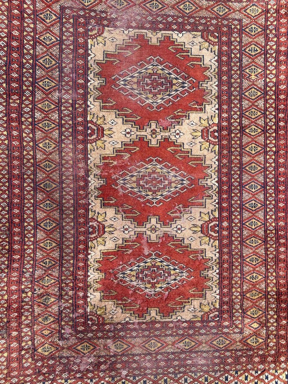 Bobyrug’s distressed vintage Pakistani rug Turkmen style  For Sale 7