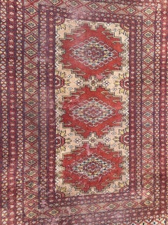 distressed vintage Pakistani rug Turkmen style