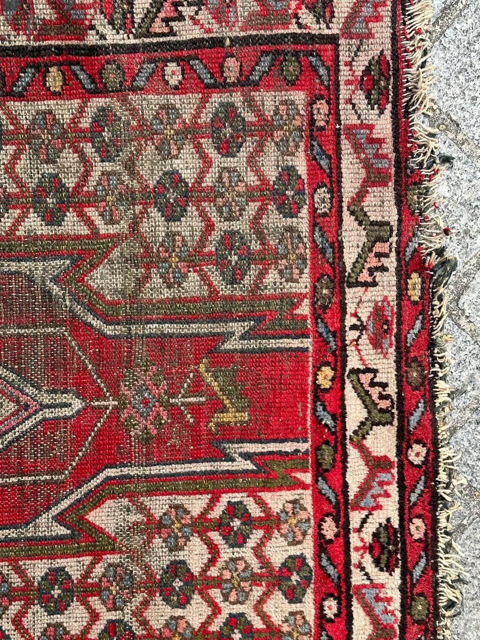 Bobyrug’s distressed vintage rustic mazlaghan rug  For Sale 2