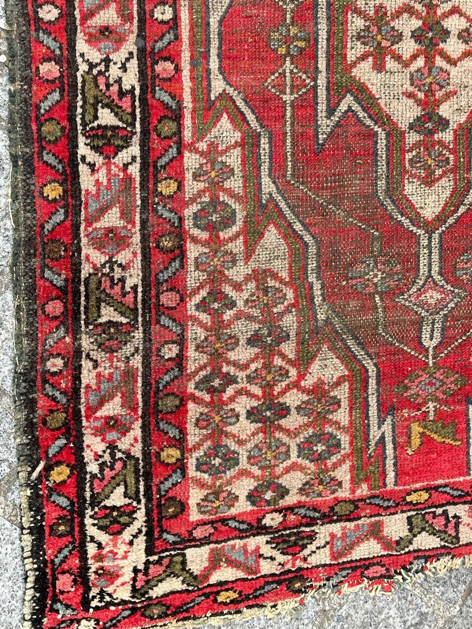 Bobyrug’s distressed vintage rustic mazlaghan rug  For Sale 3