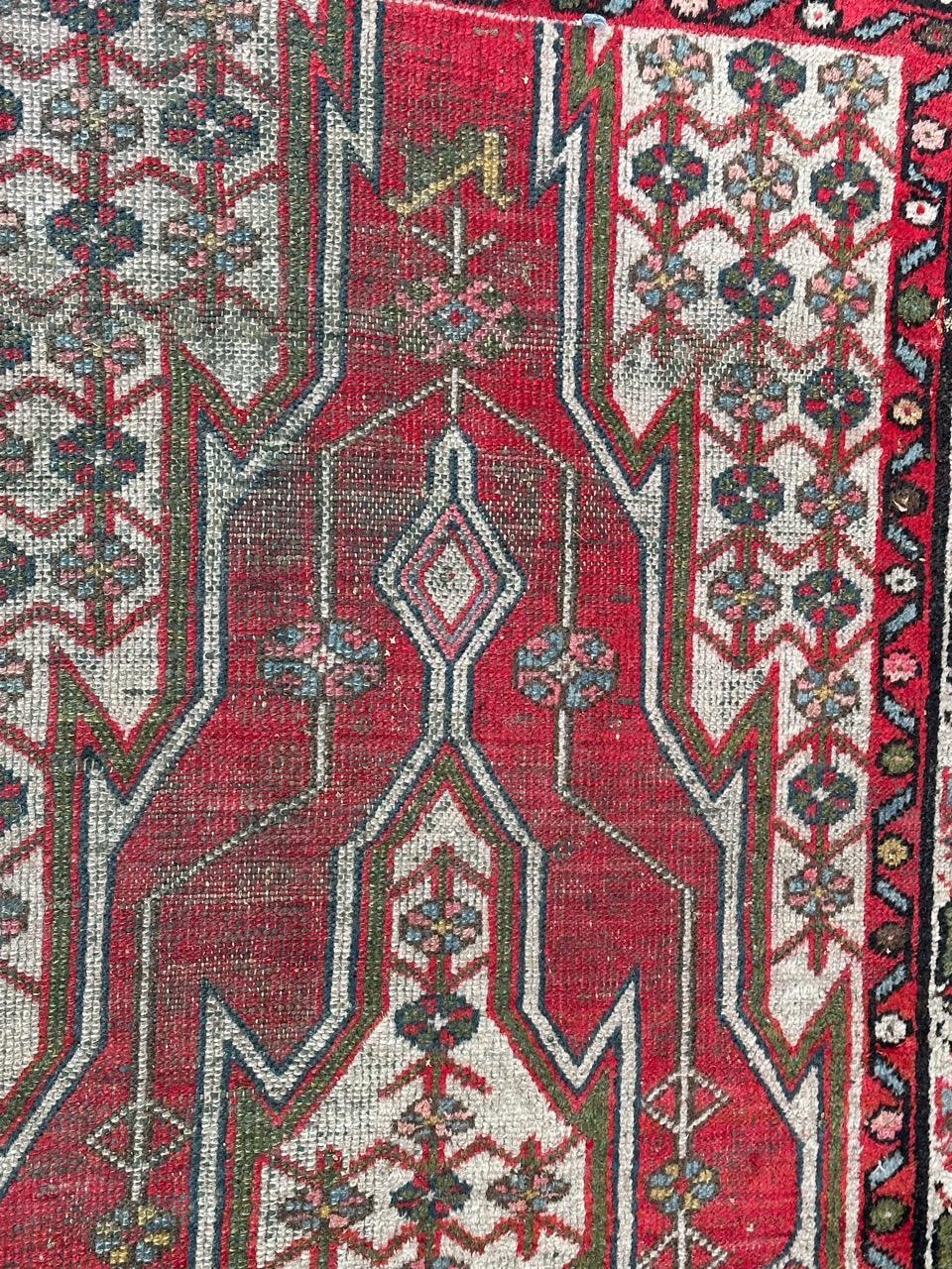 Bobyrug’s distressed vintage rustic mazlaghan rug  For Sale 4
