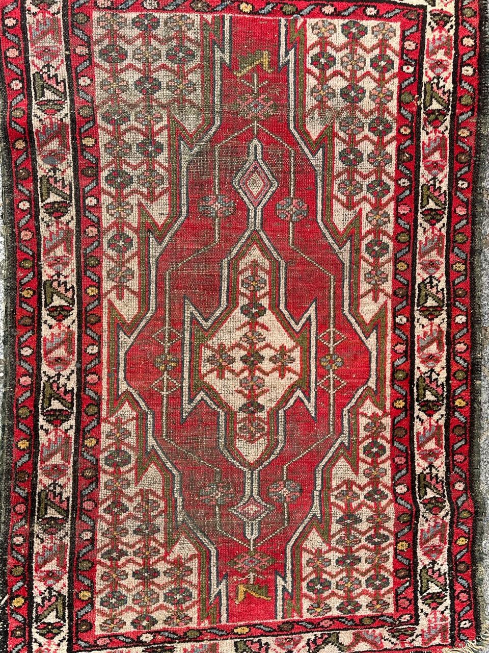 Bobyrug’s distressed vintage rustic mazlaghan rug  For Sale 6
