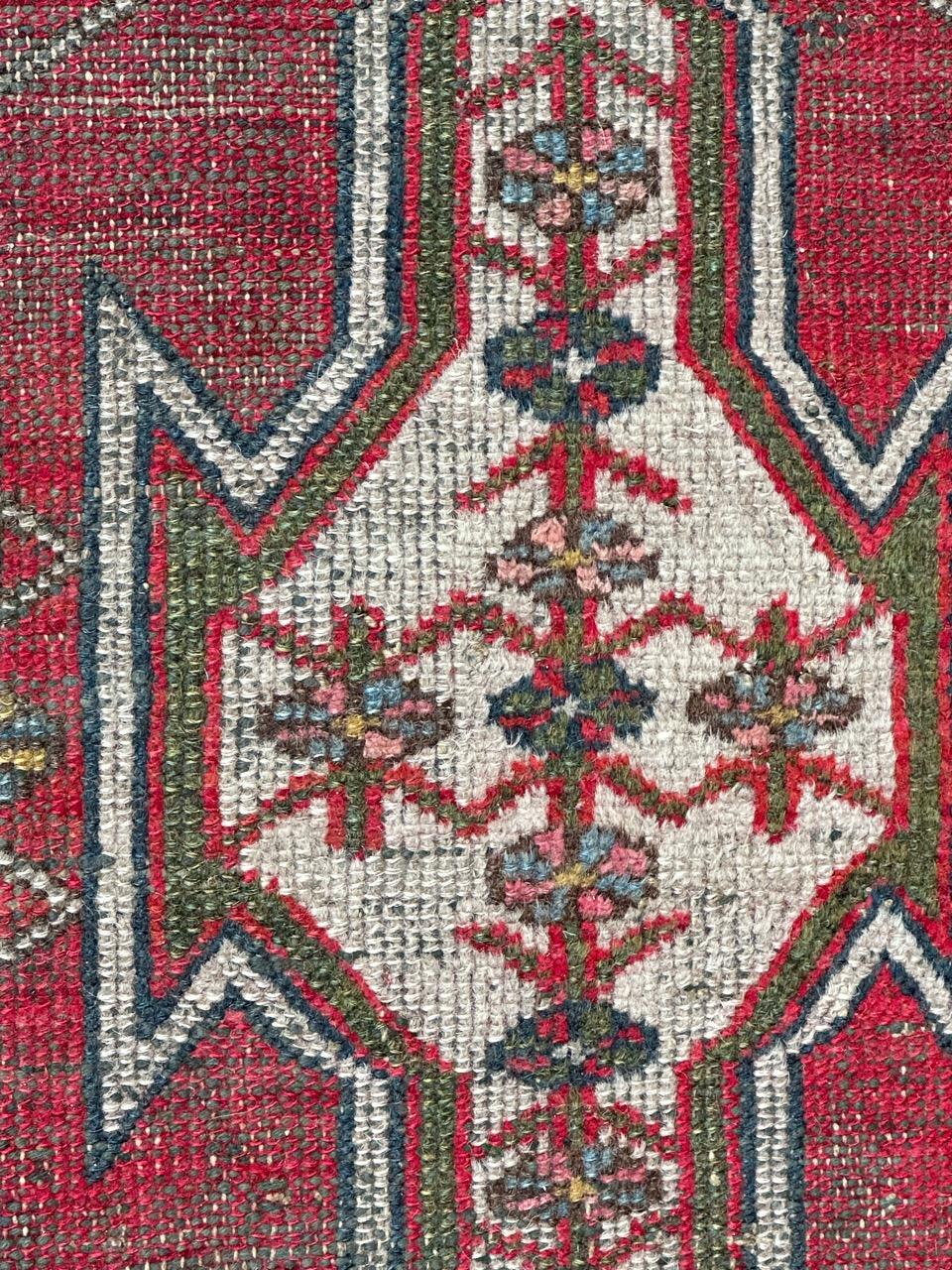 Hand-Knotted Bobyrug’s distressed vintage rustic mazlaghan rug  For Sale
