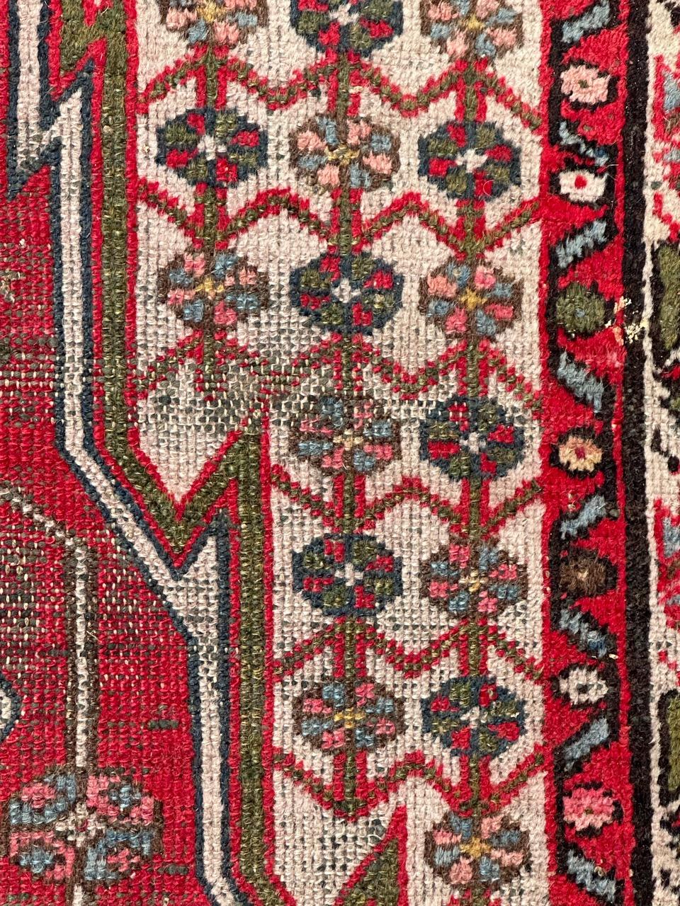 20th Century Bobyrug’s distressed vintage rustic mazlaghan rug  For Sale