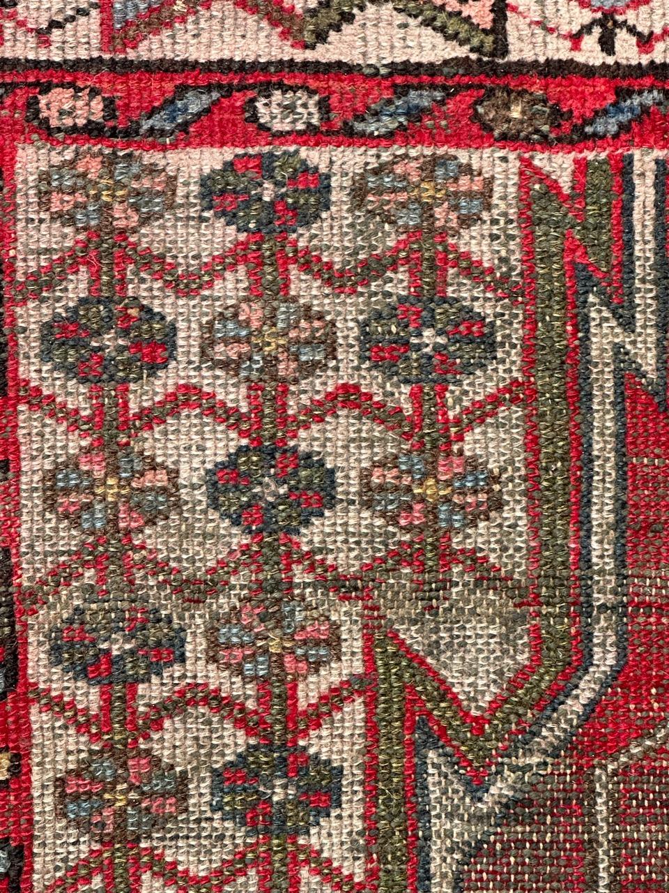 Wool Bobyrug’s distressed vintage rustic mazlaghan rug  For Sale