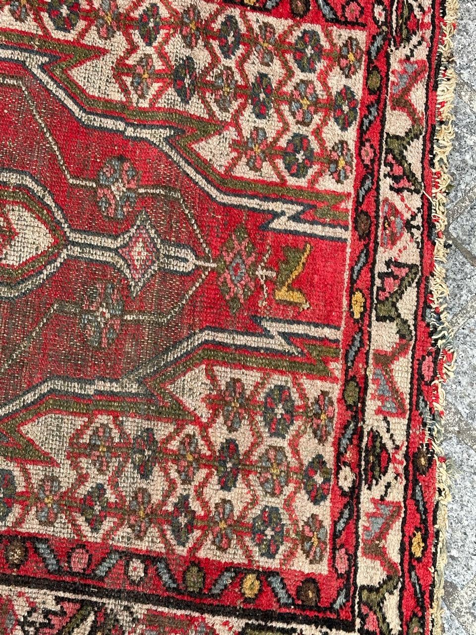 Bobyrug’s distressed vintage rustic mazlaghan rug  For Sale 1