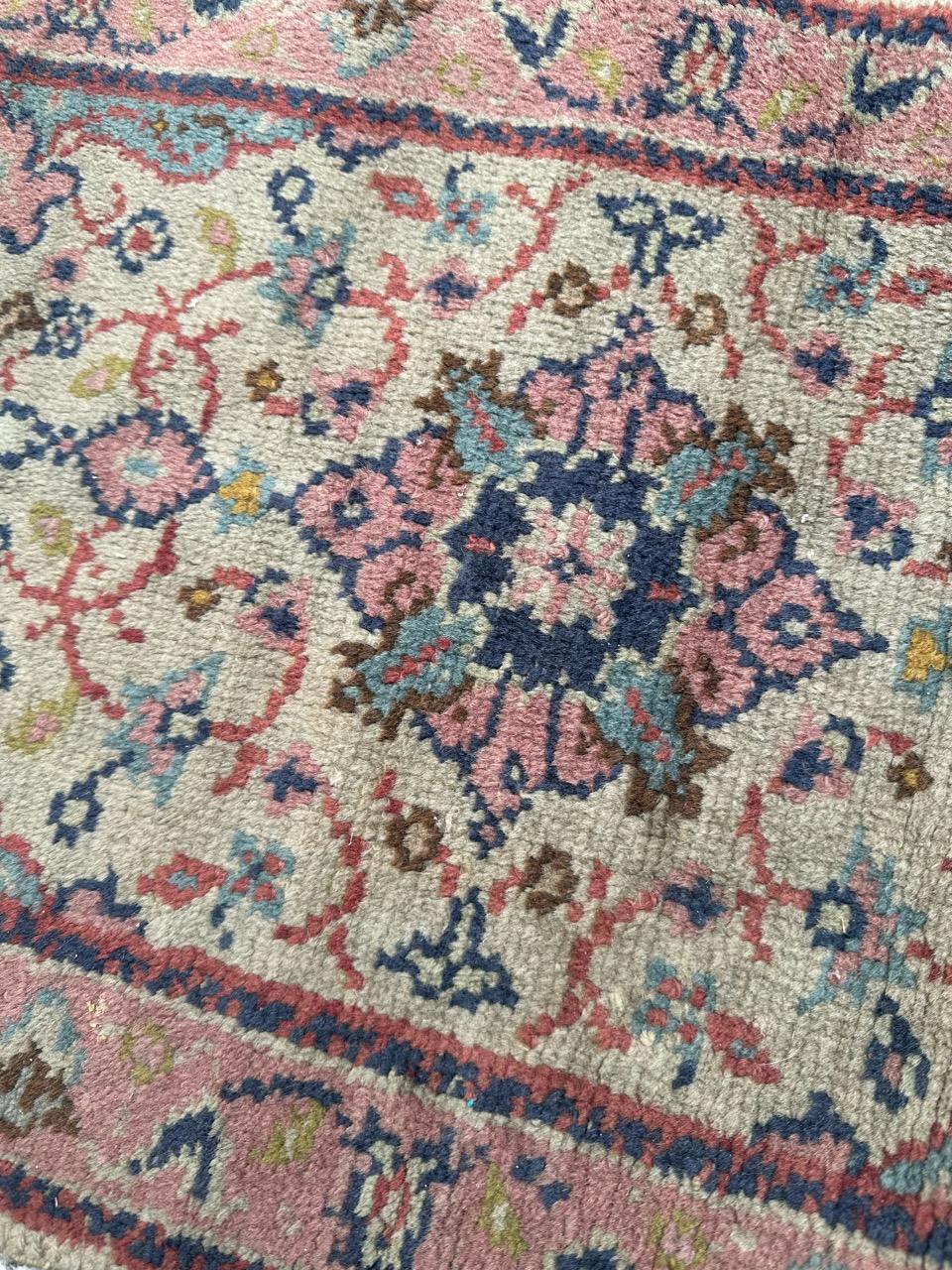 Hand-Knotted Bobyrug’s little antique Moroccan oushak design rug