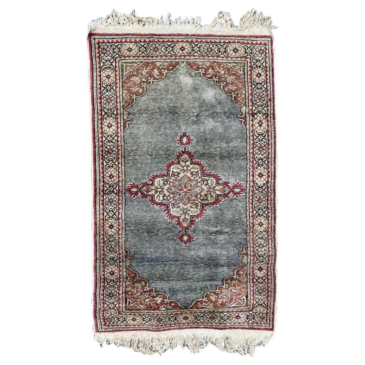 Bobyrug's Little Vintage Türkisch Kayseri Seide und Baumwolle Teppich
