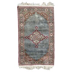 Bobyrug’s Little Vintage Turkish Kayseri Silk and Cotton Rug