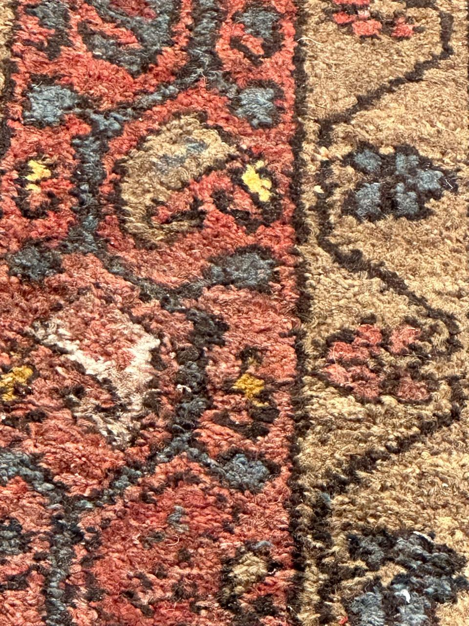 Rustic Bobyrug’s mid century tribal Kurdish rug  For Sale