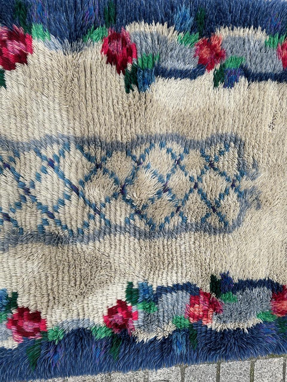 Bobyrug's Hübscher skandinavischer Rya-Teppich aus den 1960er Jahren im Angebot 3