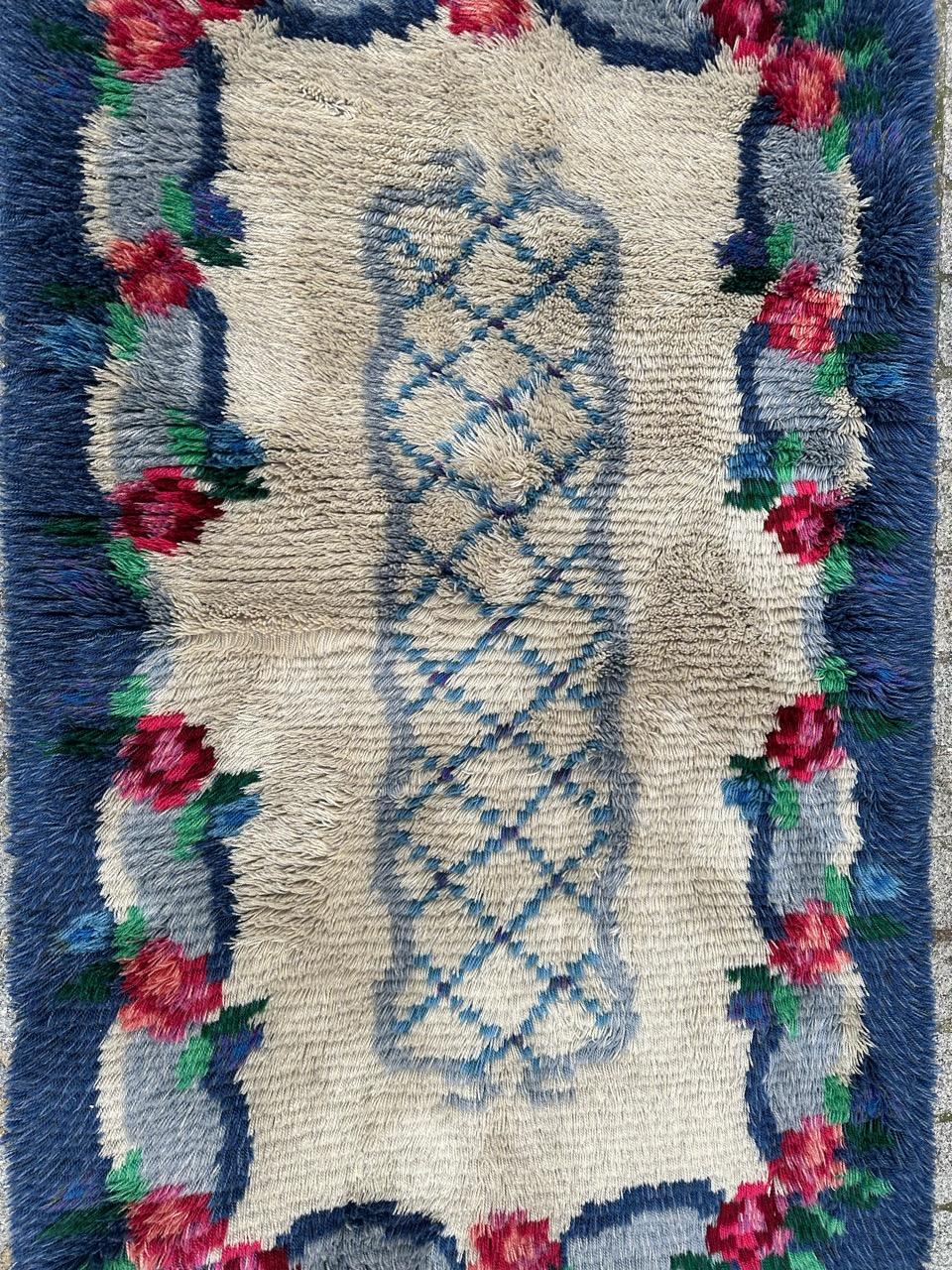 Bobyrug’s Nice 1960’s Scandinavian Rya rug For Sale 6