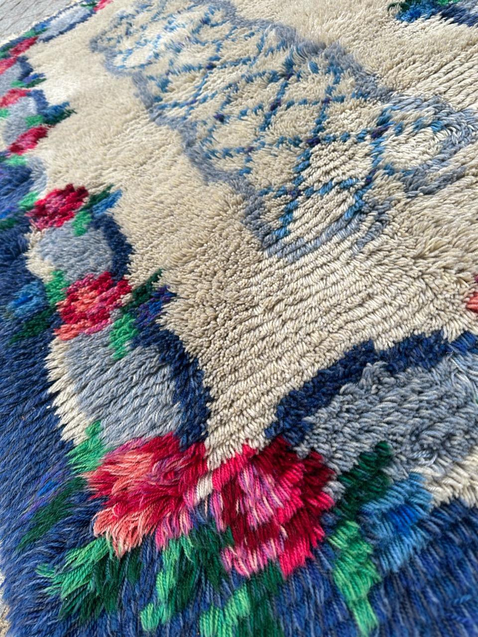 Mid-20th Century Bobyrug’s Nice 1960’s Scandinavian Rya rug For Sale