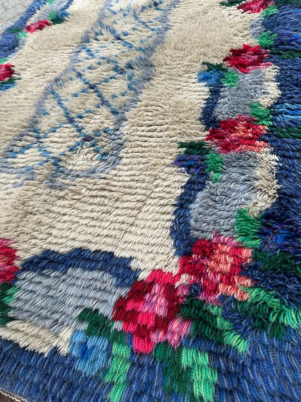 Bobyrug's Hübscher skandinavischer Rya-Teppich aus den 1960er Jahren (Baumwolle) im Angebot