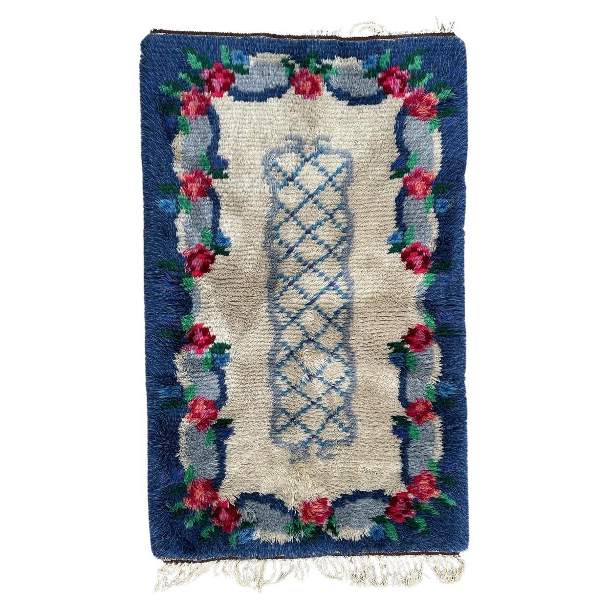 Bobyrug’s Nice 1960’s Scandinavian Rya rug For Sale