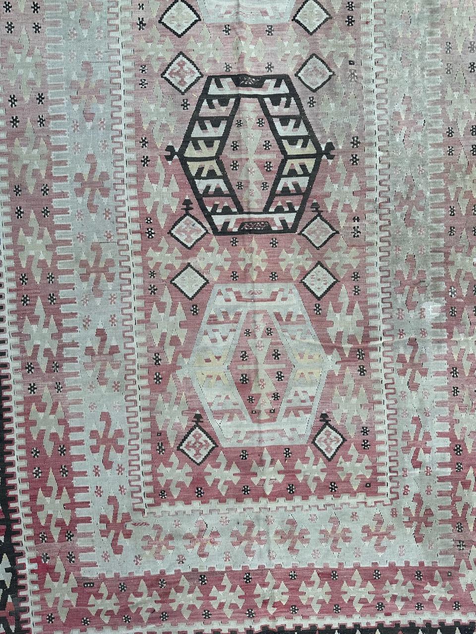 Hand-Woven Bobyrug’s nice Anatolian mid century Turkish Kilim  For Sale