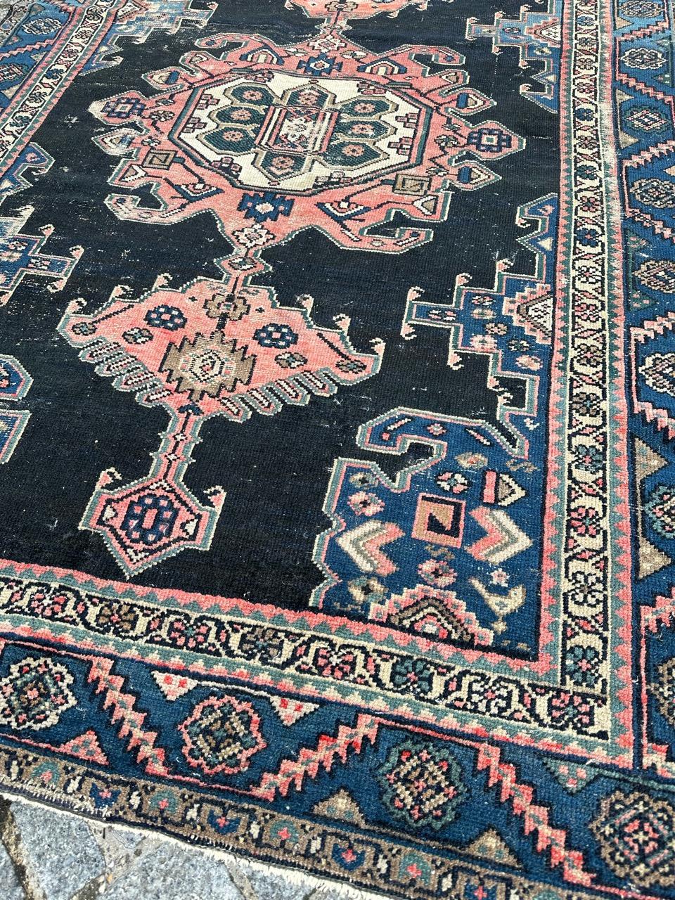 Bobyrug’s nice antique distressed Hamadan rug  For Sale 3
