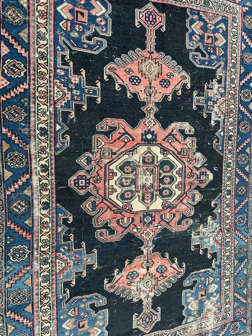 Bobyrug’s nice antique distressed Hamadan rug  For Sale 4