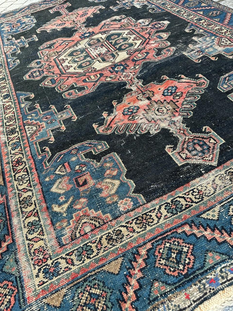 Bobyrug’s nice antique distressed Hamadan rug  For Sale 5